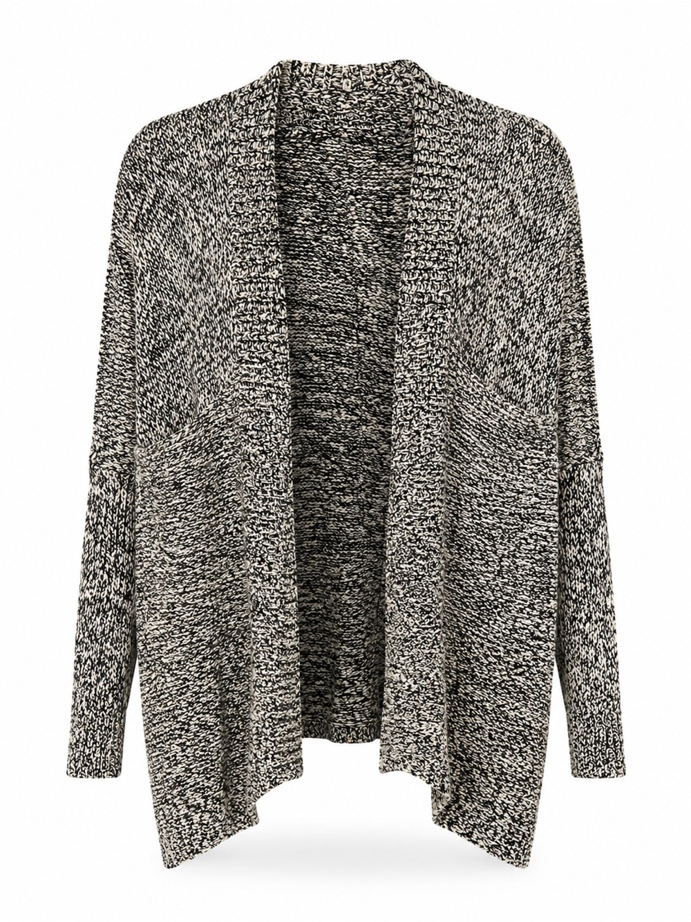 John + Jenn Marled Black & White Open-Front Cardigan